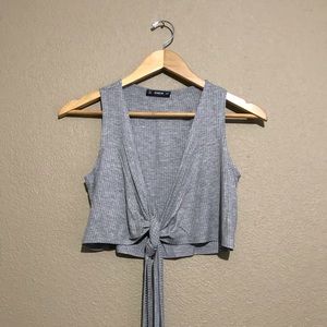 Cross cross knot Rib-knit top
